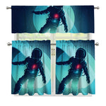 Astronaut Floating Through Space Print 3 Piece Kitchen Curtains