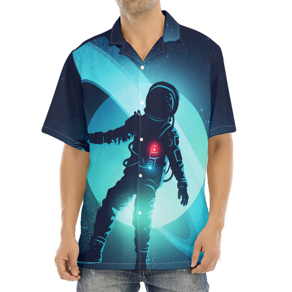 Astronaut Floating Through Space Print Aloha Shirt