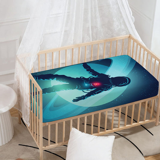 Astronaut Floating Through Space Print Baby Crib Sheet