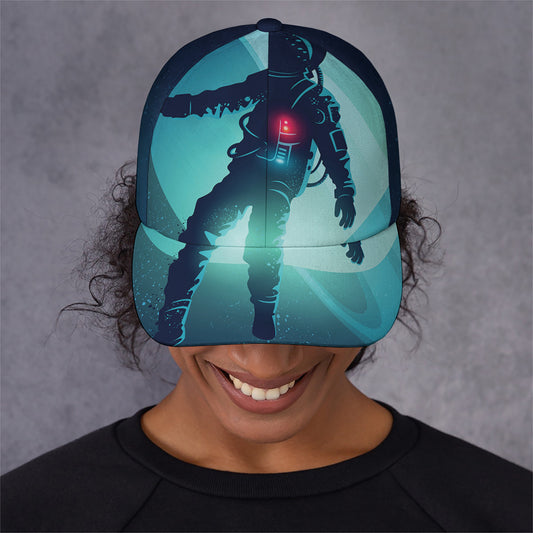 Astronaut Floating Through Space Print Baseball Cap