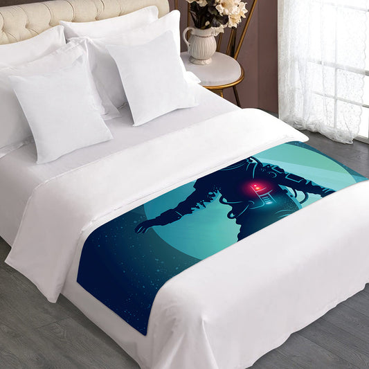 Astronaut Floating Through Space Print Bed Runner