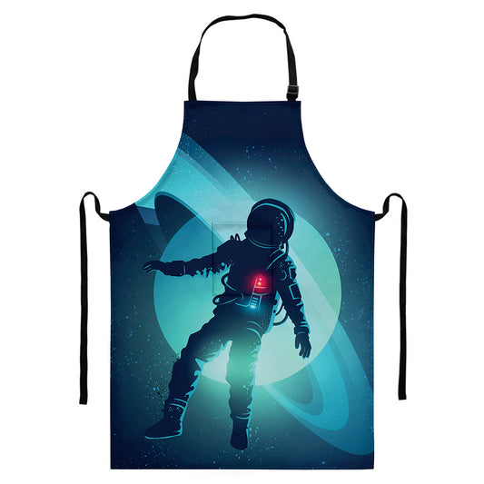 Astronaut Floating Through Space Print Bib Apron With Pocket