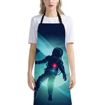 Astronaut Floating Through Space Print Bib Apron With Pocket