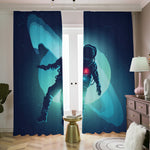 Astronaut Floating Through Space Print Blackout Pencil Pleat Curtains