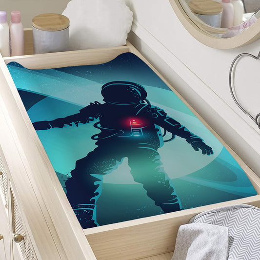 Astronaut Floating Through Space Print Changing Pad Cover