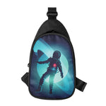 Astronaut Floating Through Space Print Chest Bag