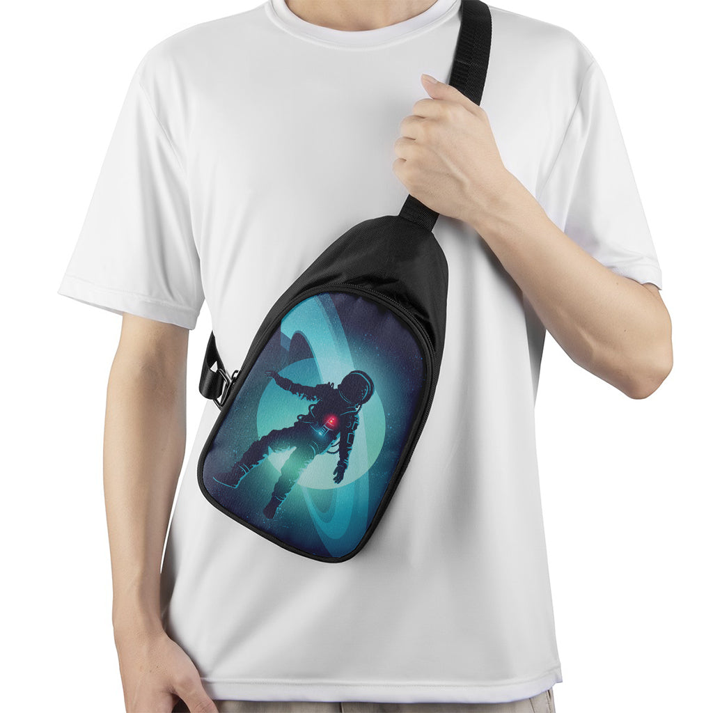 Astronaut Floating Through Space Print Chest Bag