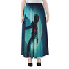 Astronaut Floating Through Space Print Chiffon Maxi Skirt