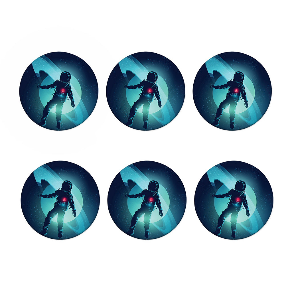 Astronaut Floating Through Space Print Coaster Set