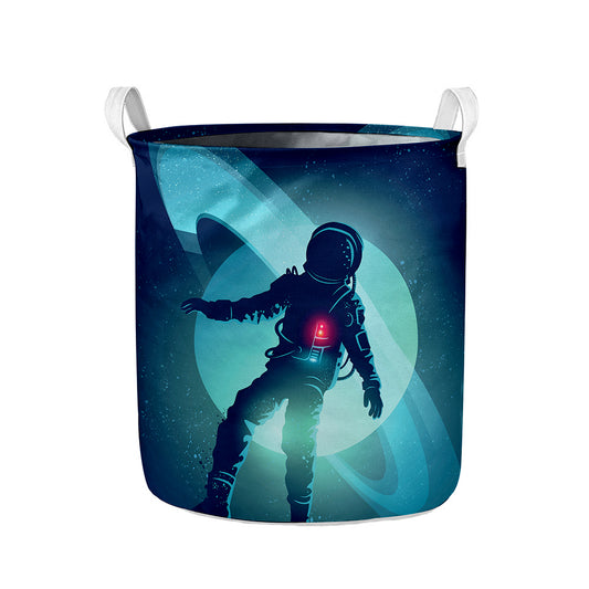 Astronaut Floating Through Space Print Collapsible Laundry Basket