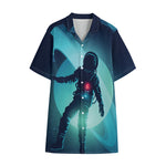 Astronaut Floating Through Space Print Cotton Hawaiian Shirt