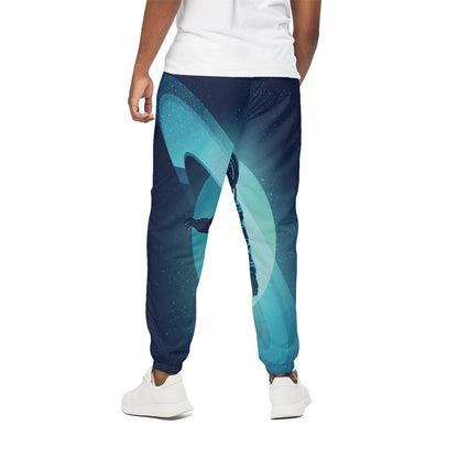 Astronaut Floating Through Space Print Cotton Pants