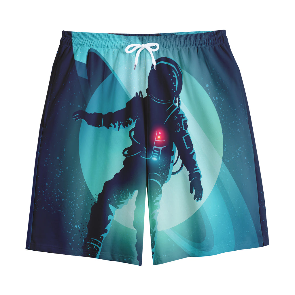 Astronaut Floating Through Space Print Cotton Shorts