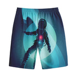 Astronaut Floating Through Space Print Cotton Shorts