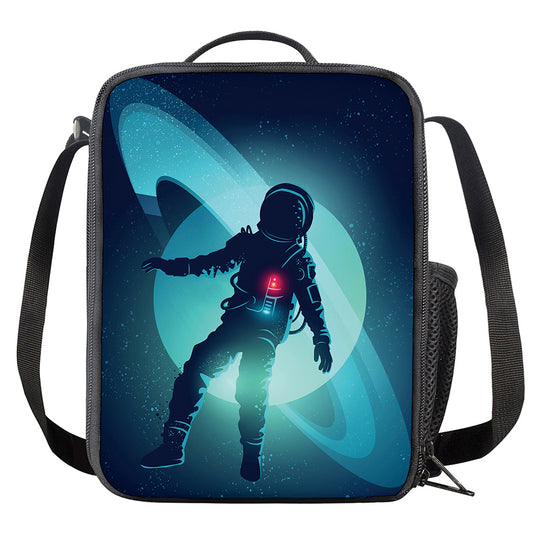 Astronaut Floating Through Space Print Crossbody Lunch Bag