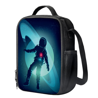 Astronaut Floating Through Space Print Crossbody Lunch Bag