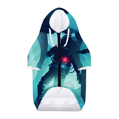 Astronaut Floating Through Space Print Dog Zip Up Hoodie