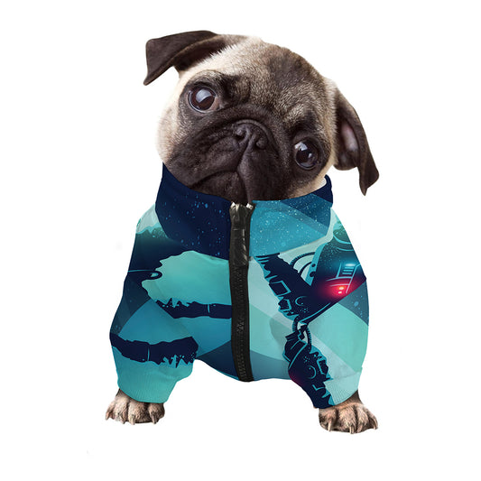 Astronaut Floating Through Space Print Dog Zip Up Jacket