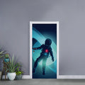 Astronaut Floating Through Space Print Door Sticker