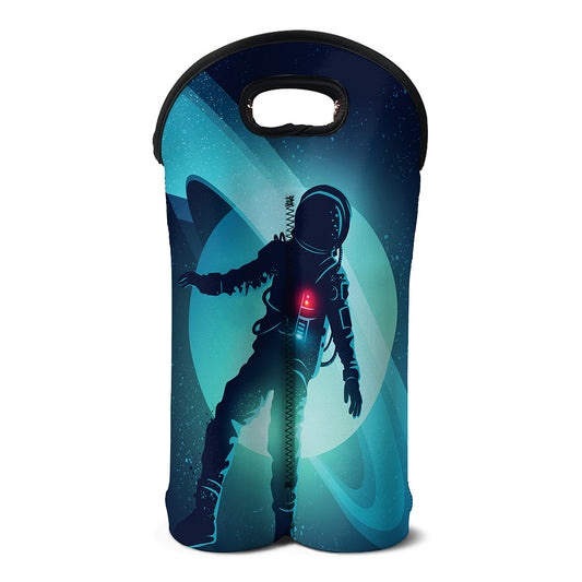 Astronaut Floating Through Space Print Double Neoprene Wine Tote