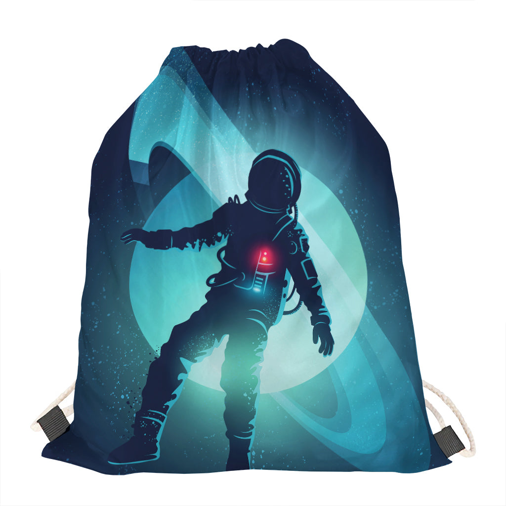 Astronaut Floating Through Space Print Drawstring Bag