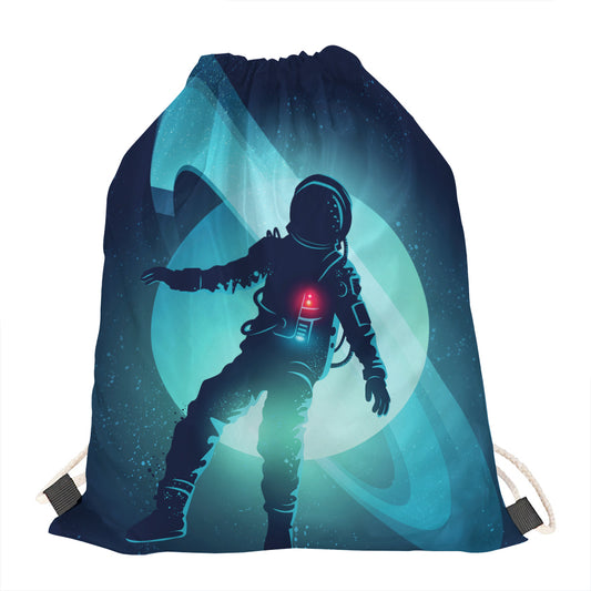 Astronaut Floating Through Space Print Drawstring Bag