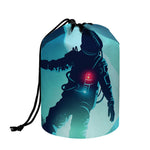 Astronaut Floating Through Space Print Drawstring Makeup Bag