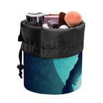 Astronaut Floating Through Space Print Drawstring Makeup Bag