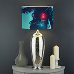 Astronaut Floating Through Space Print Drum Lamp Shade