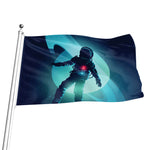 Astronaut Floating Through Space Print Flag