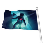 Astronaut Floating Through Space Print Flag