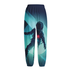 Astronaut Floating Through Space Print Fleece Lined Knit Pants