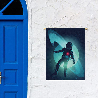 Astronaut Floating Through Space Print Garden Flag