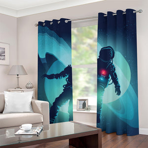 Astronaut Floating Through Space Print Grommet Curtains