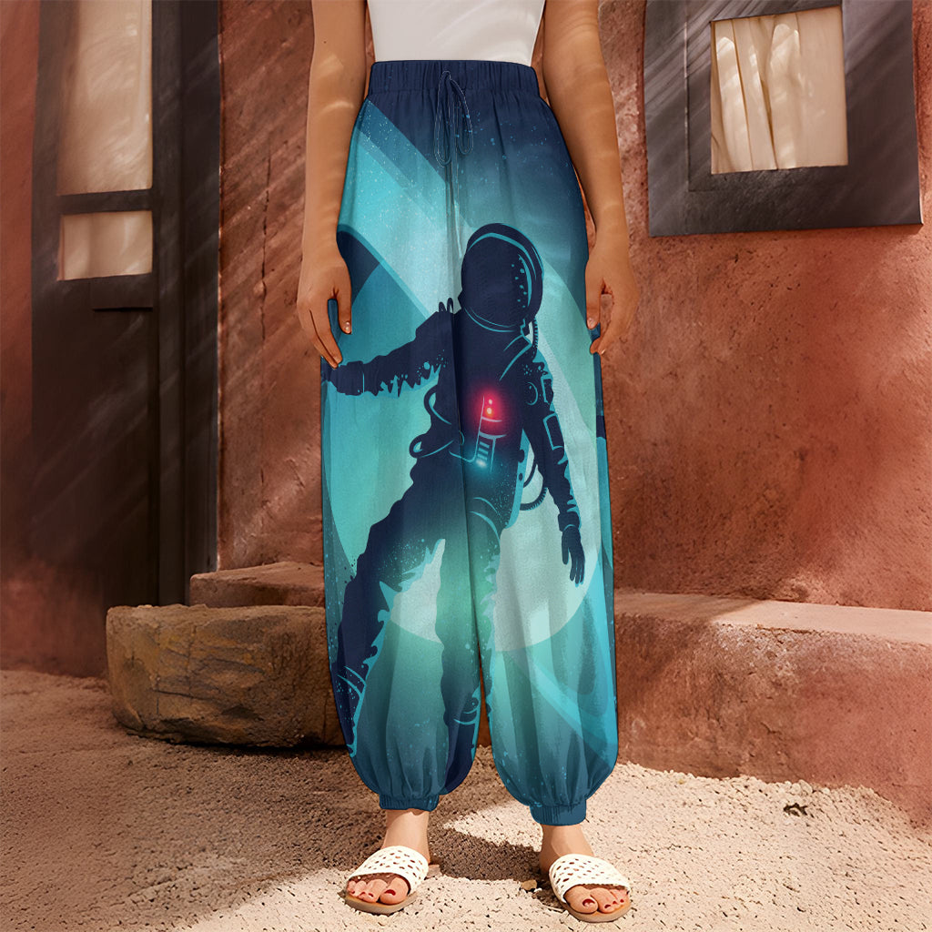 Astronaut Floating Through Space Print Harem Pants