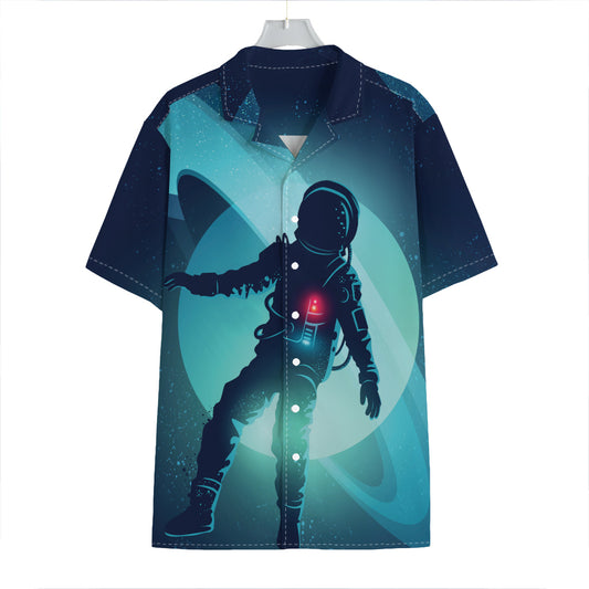 Astronaut Floating Through Space Print Hawaiian Shirt