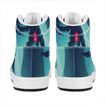 Astronaut Floating Through Space Print High Top Leather Sneakers