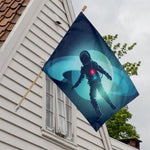 Astronaut Floating Through Space Print House Flag