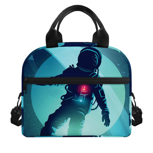 Astronaut Floating Through Space Print Insulated Lunch Bag