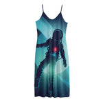 Astronaut Floating Through Space Print Jersey Midi Cami Dress