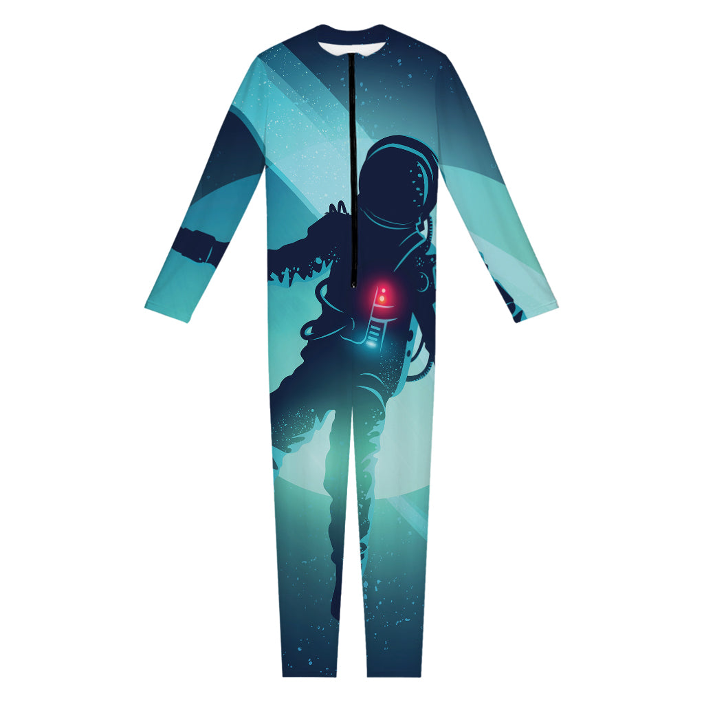 Astronaut Floating Through Space Print Jumpsuit