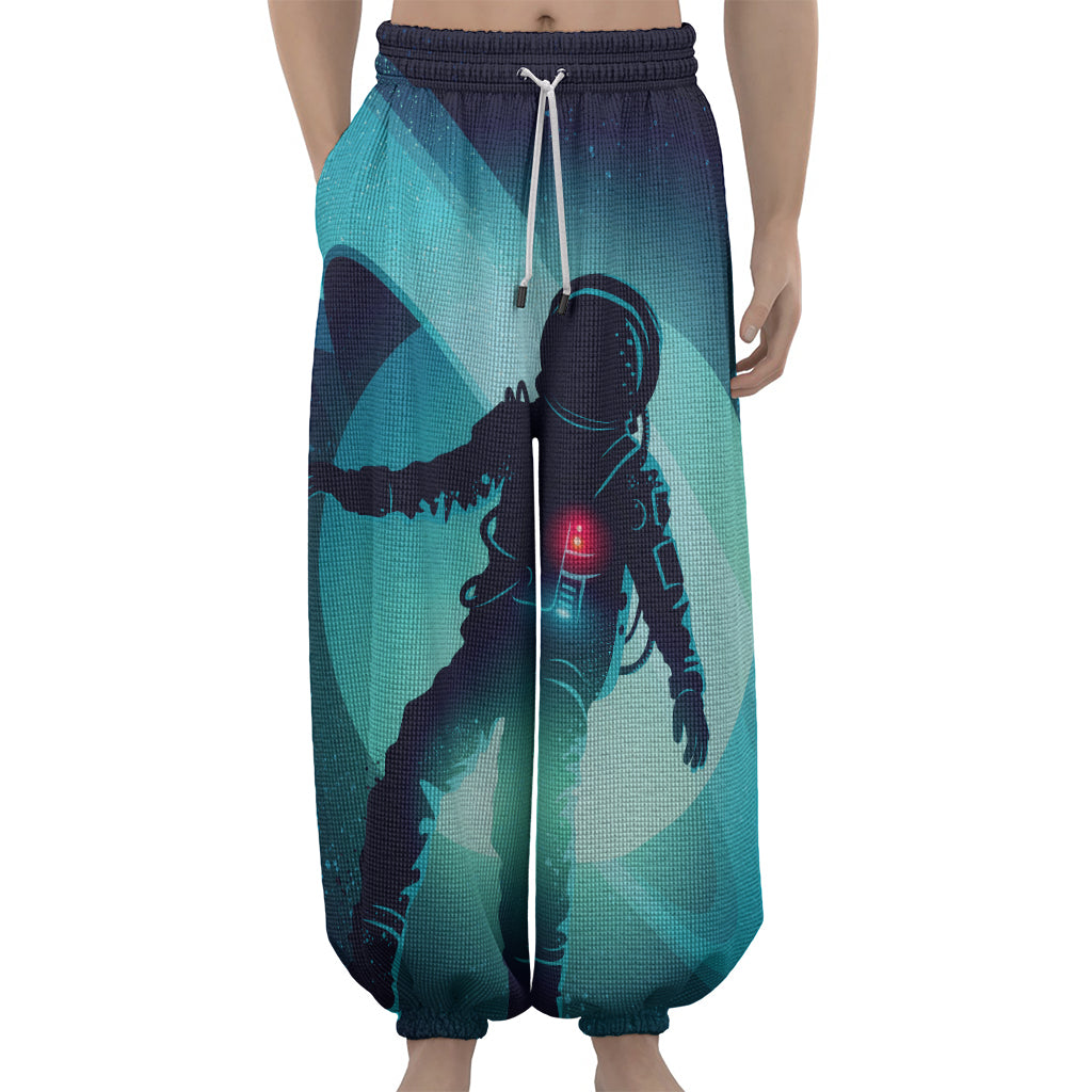 Astronaut Floating Through Space Print Lantern Pants