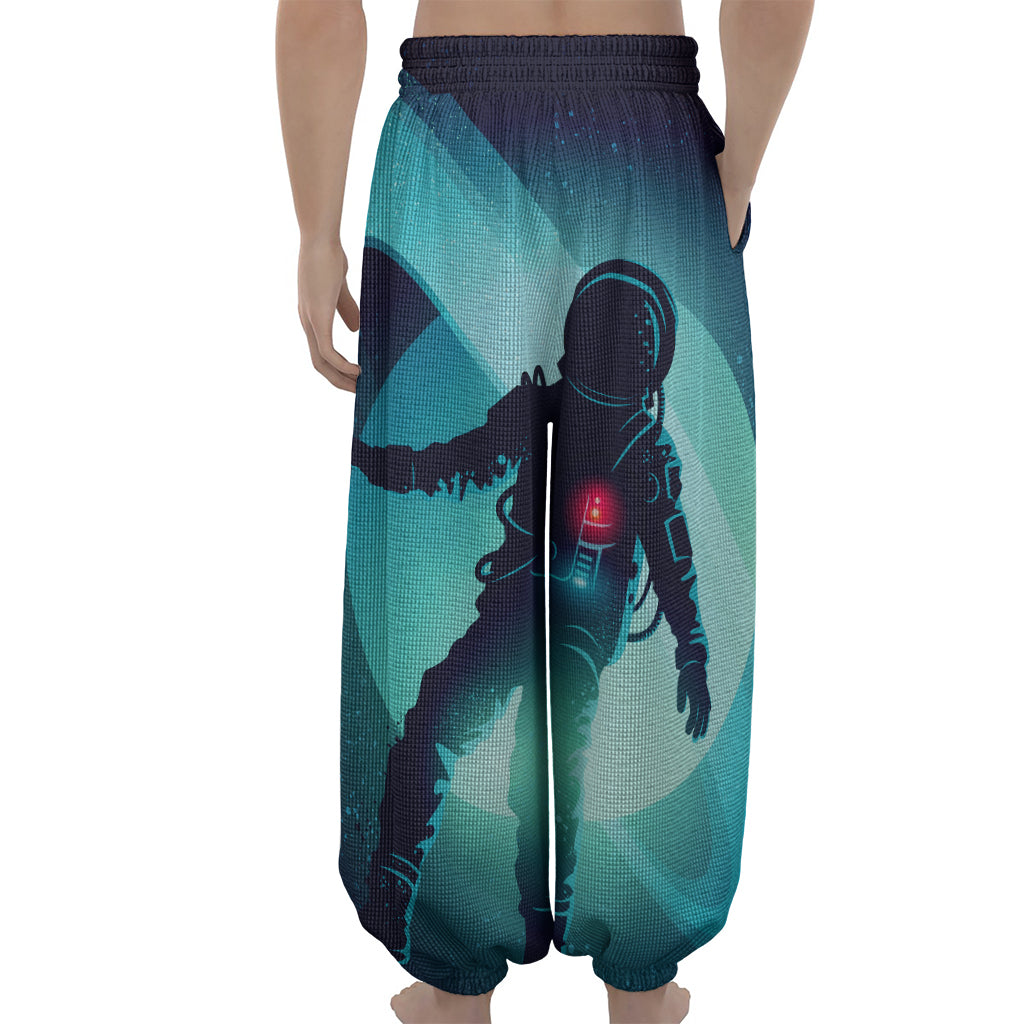 Astronaut Floating Through Space Print Lantern Pants