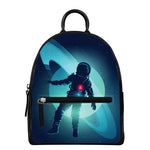 Astronaut Floating Through Space Print Leather Backpack
