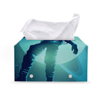 Astronaut Floating Through Space Print Leather Tissue Box Cover