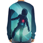 Astronaut Floating Through Space Print Long Sleeve Baseball Jersey