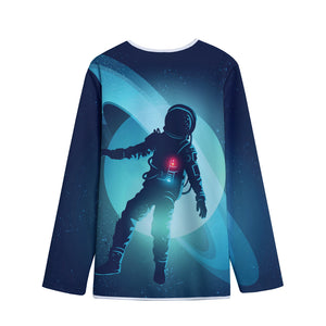 Astronaut Floating Through Space Print Long Sleeve Short Coat