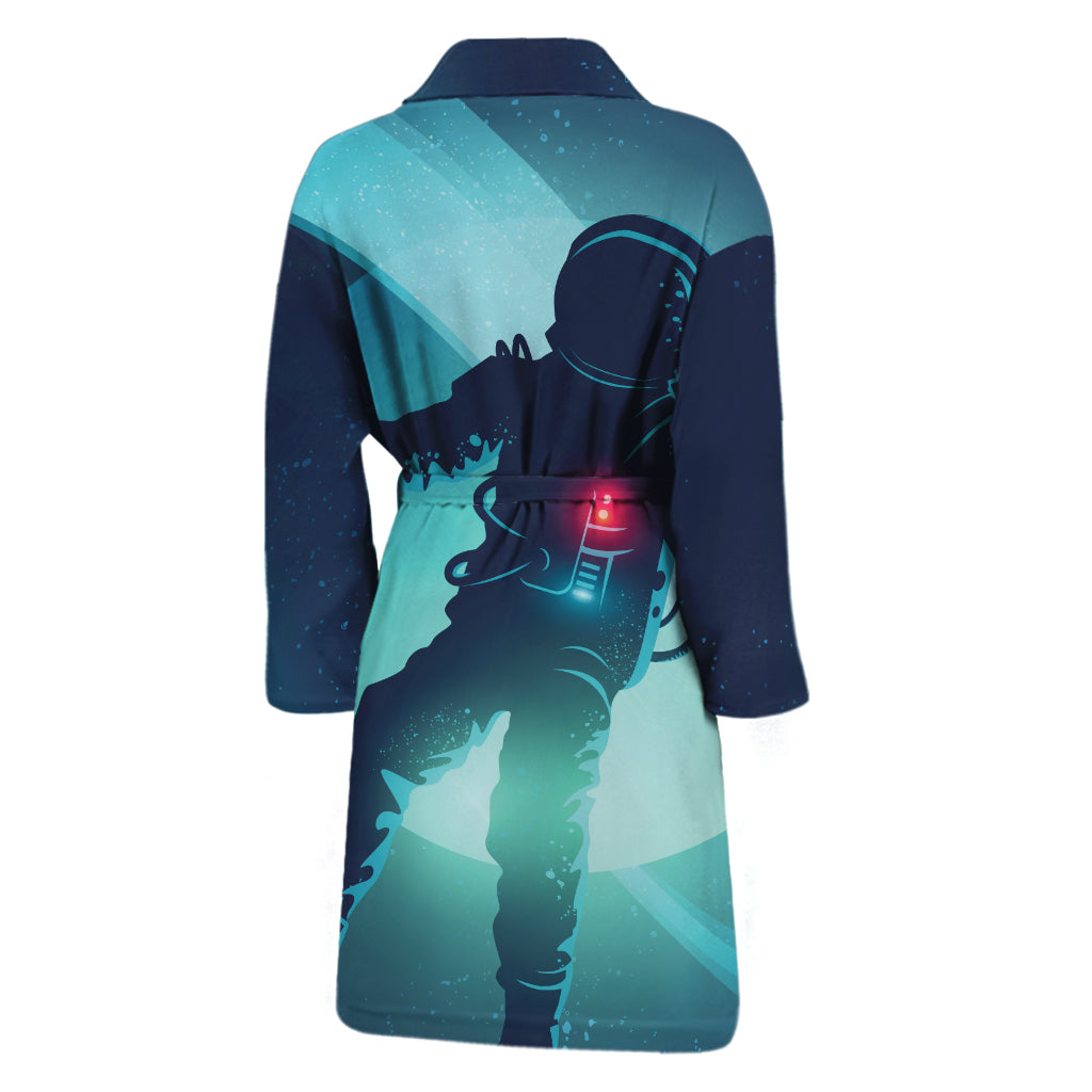 Astronaut Floating Through Space Print Men's Bathrobe