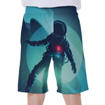 Astronaut Floating Through Space Print Men's Beach Shorts
