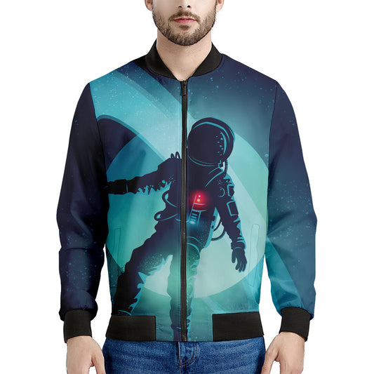 Astronaut Floating Through Space Print Men's Bomber Jacket